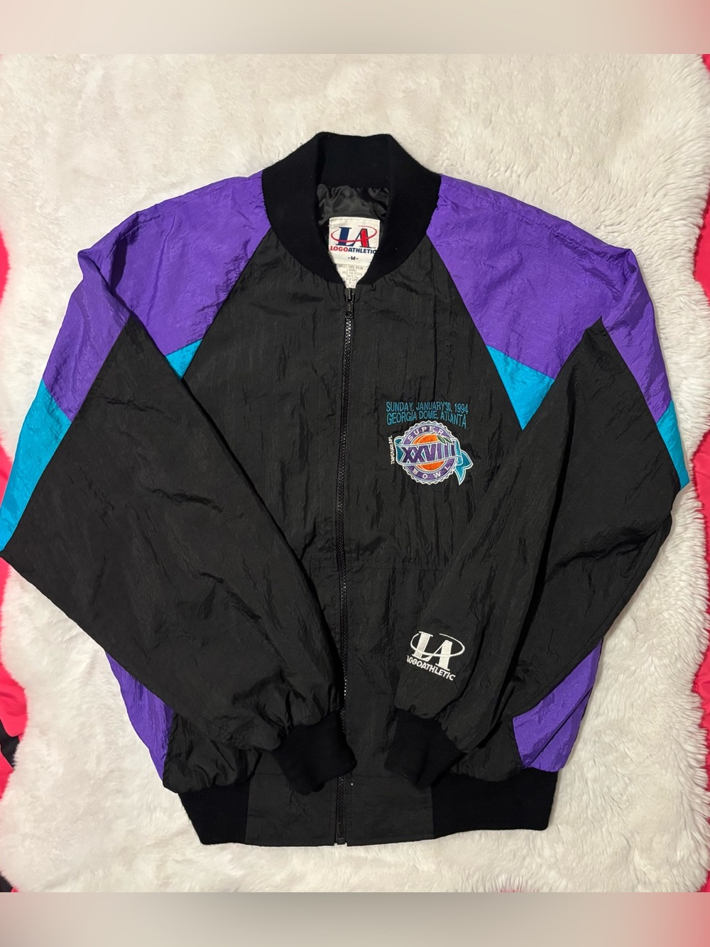 Vintage 90s Logo Athletic Super Bowl XXVIII Windbreaker Jacket M